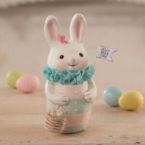 Bethany Lowe Jelly Bean Time Pastel Easter Bunny Figure New Pink Blue Striped